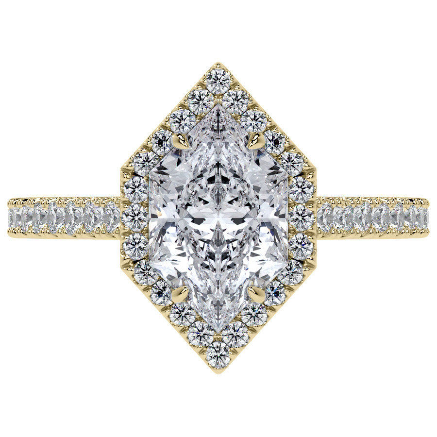 Duchess Marquise Halo Moissanite Engagement Ring
