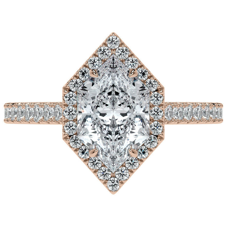 Duchess Marquise Halo Moissanite Engagement Ring