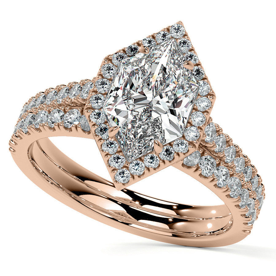 Duchess Marquise Halo Moissanite Engagement Ring