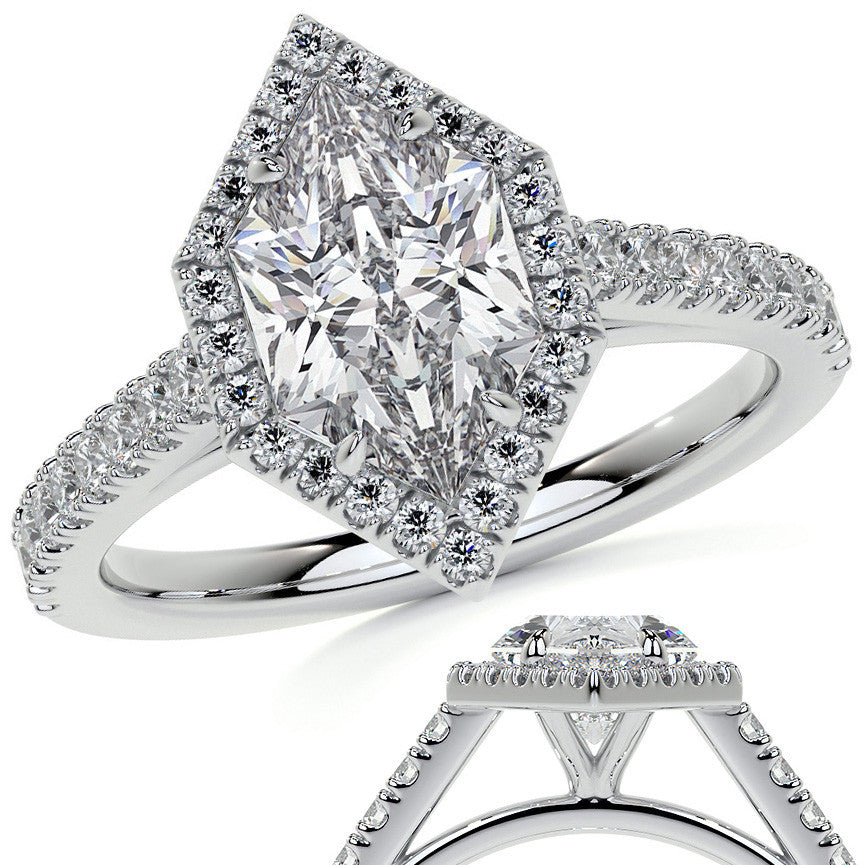 Duchess Marquise Halo Moissanite Engagement Ring