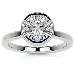 Bezel Set Round Brilliant Moissanite Engagement Ring with Hidden Halo