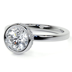 Bezel Set Round Brilliant Moissanite Engagement Ring with Hidden Halo