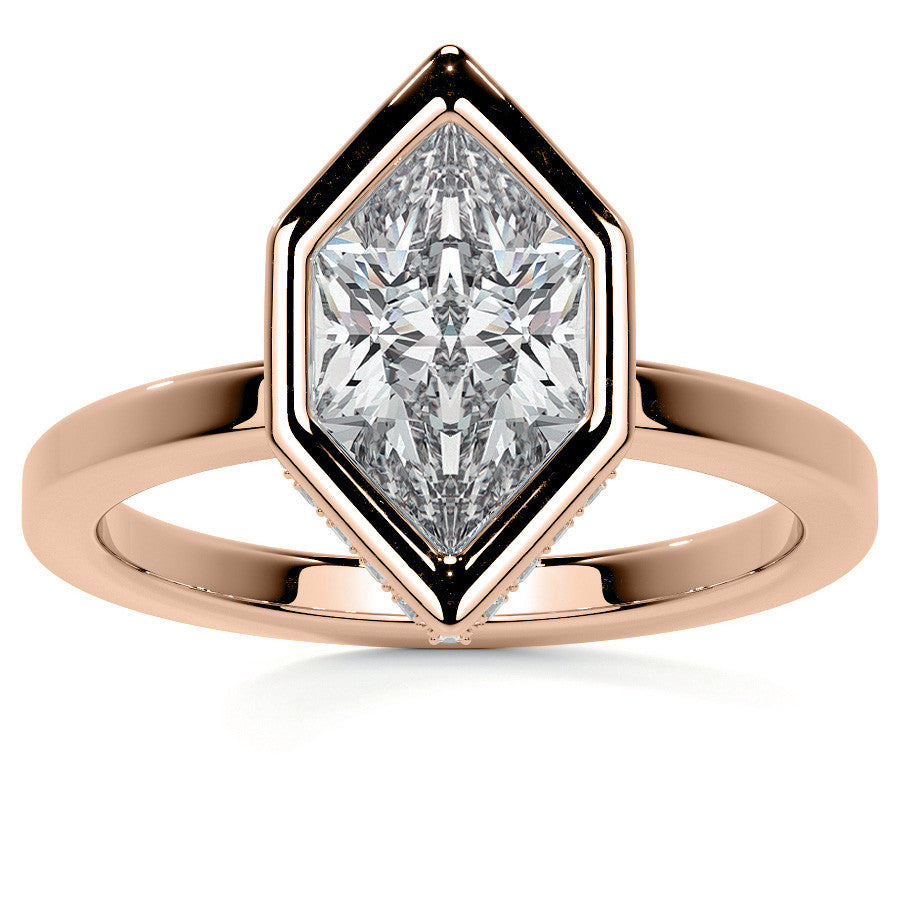 Bezel Set Duchess Marquise Moissanite Engagement Ring with Hidden
