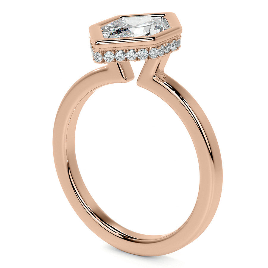 Bezel Set Duchess Marquise Moissanite Engagement Ring with Hidden