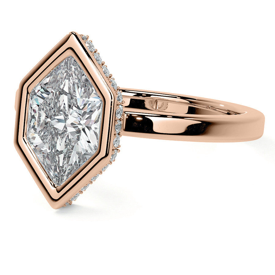 Bezel Set Duchess Marquise Moissanite Engagement Ring with Hidden