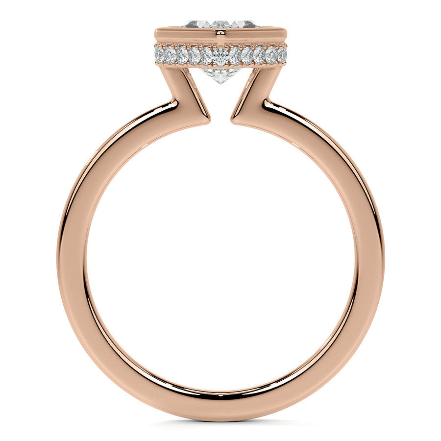 Bezel Set Duchess Marquise Moissanite Engagement Ring with Hidden