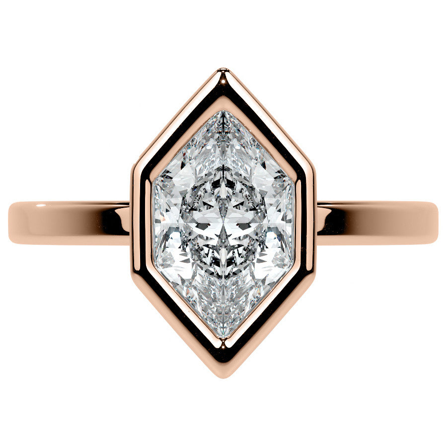 Bezel Set Duchess Marquise Moissanite Engagement Ring with Hidden