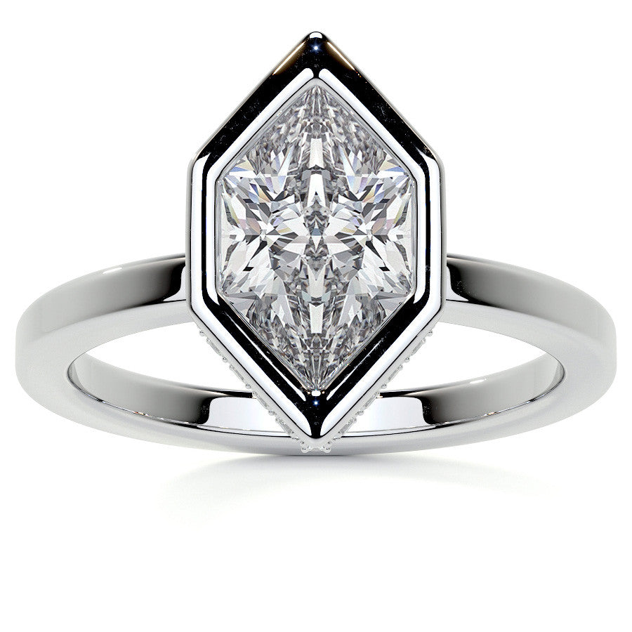 Bezel Set Duchess Marquise Moissanite Engagement Ring with Hidden
