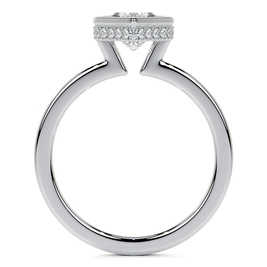 Bezel Set Duchess Marquise Moissanite Engagement Ring with Hidden