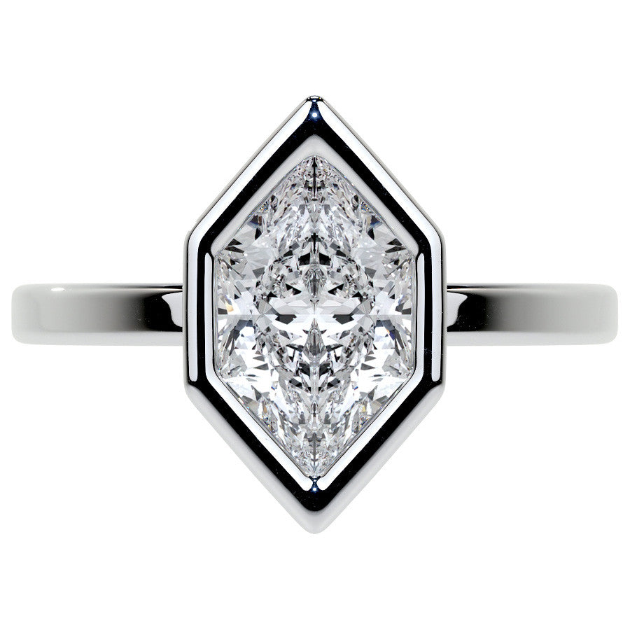 Bezel Set Duchess Marquise Moissanite Engagement Ring with Hidden