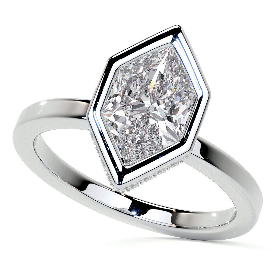 Bezel Set Duchess Marquise Moissanite Engagement Ring with Hidden