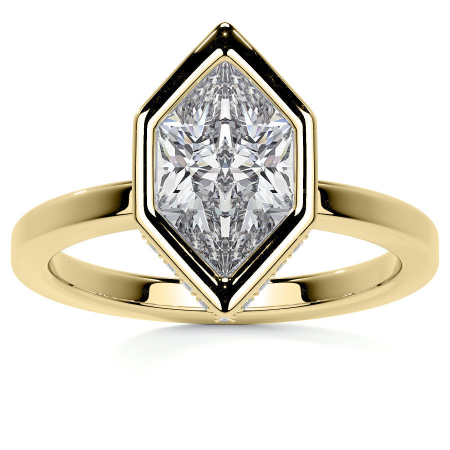 Bezel Set Duchess Marquise Moissanite Engagement Ring with Hidden