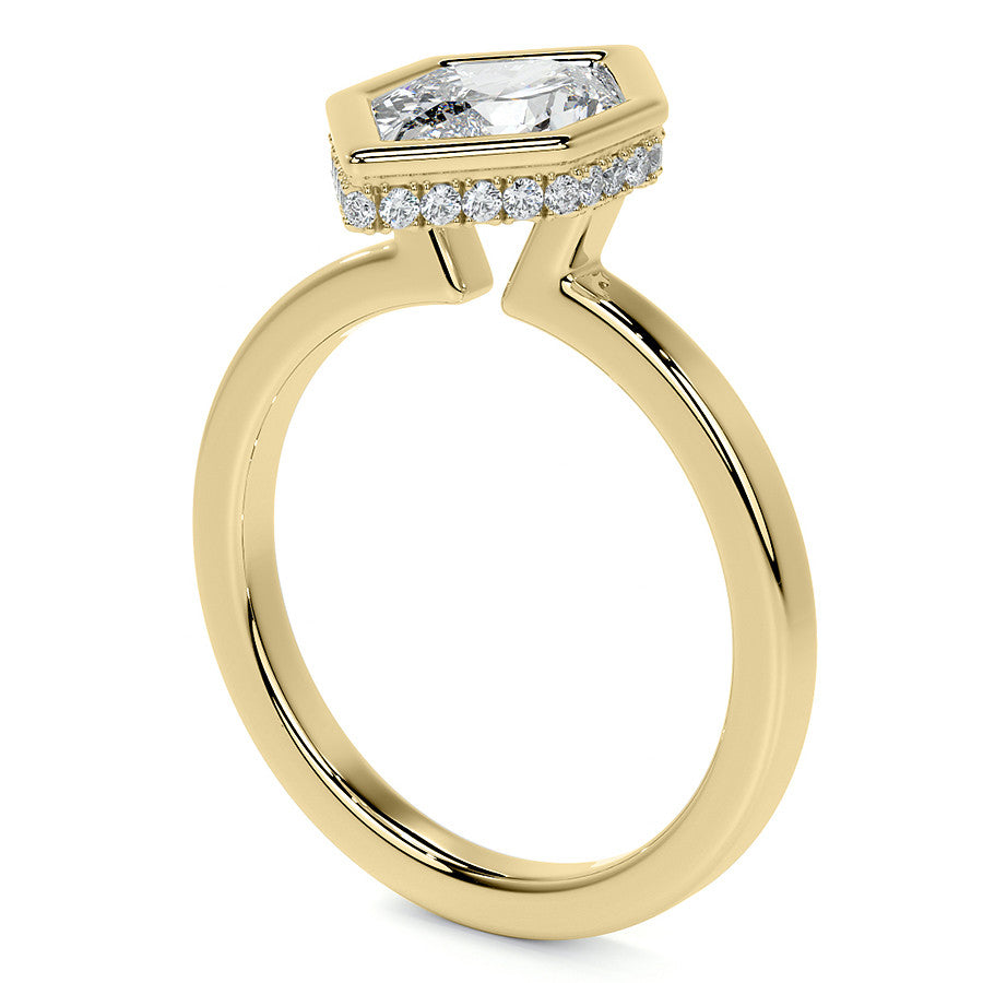 Bezel Set Duchess Marquise Moissanite Engagement Ring with Hidden