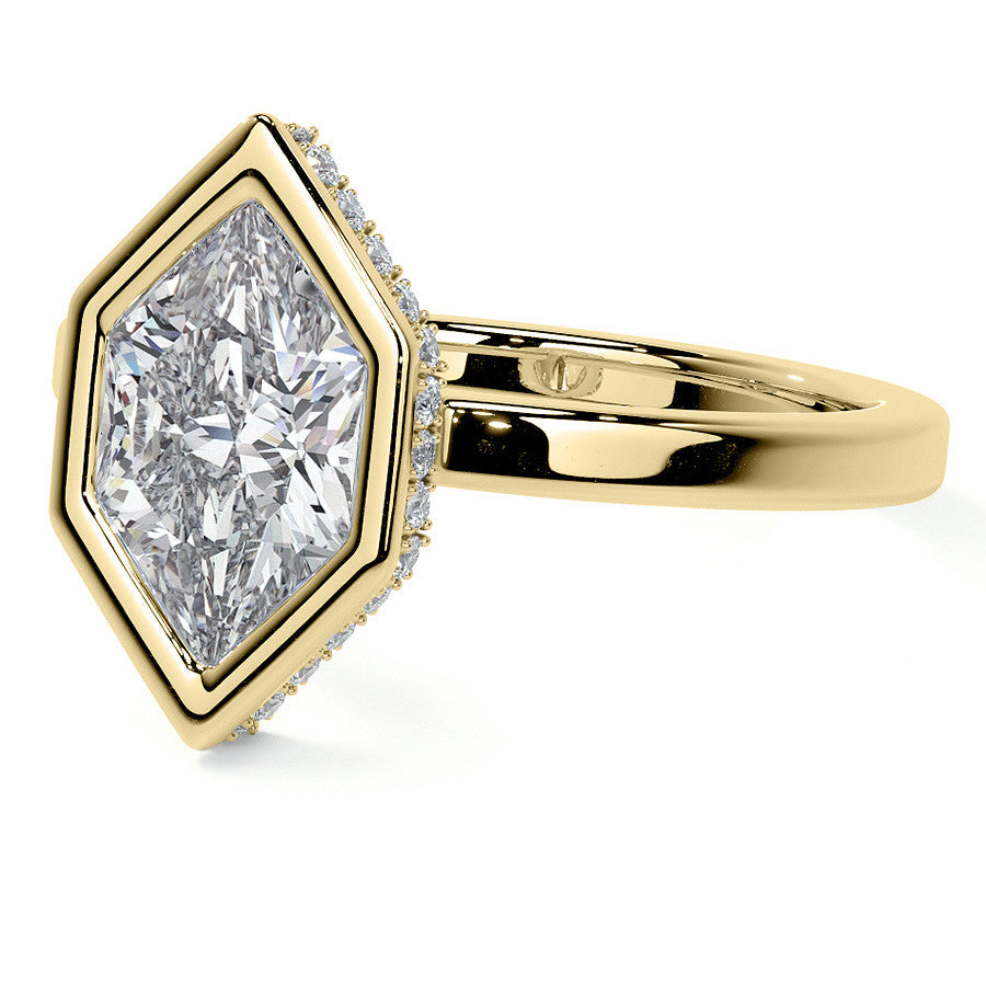 Bezel Set Duchess Marquise Moissanite Engagement Ring with Hidden