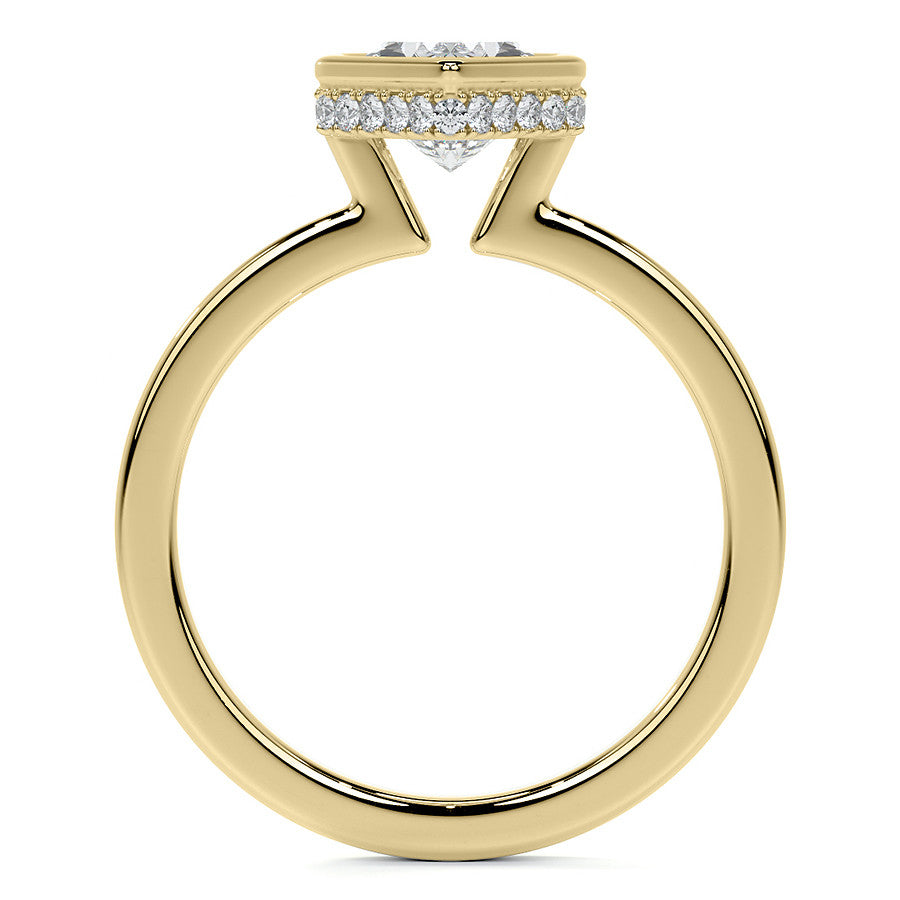Bezel Set Duchess Marquise Moissanite Engagement Ring with Hidden