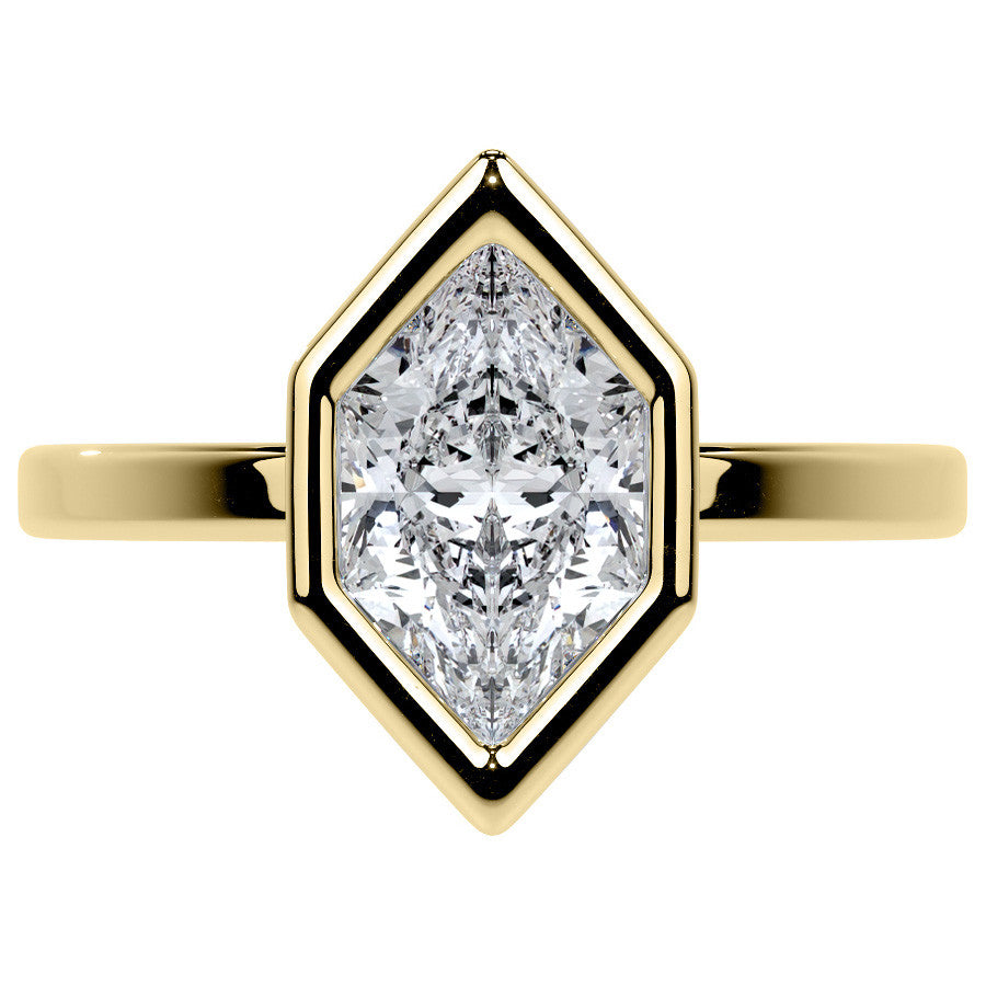 Bezel Set Duchess Marquise Moissanite Engagement Ring with Hidden