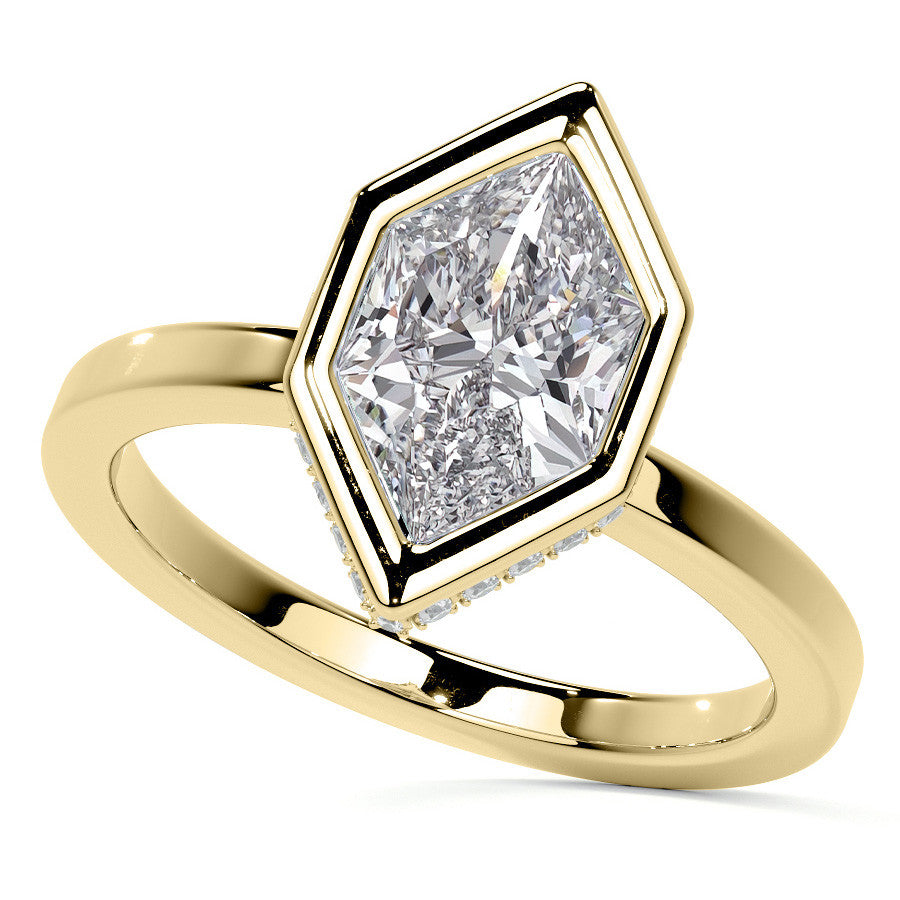 Bezel Set Duchess Marquise Moissanite Engagement Ring with Hidden