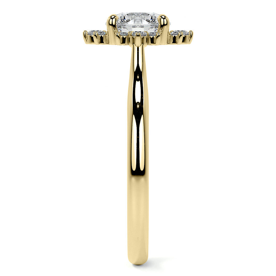 Cluster Style Halo Round Brilliant Moissanite Cathedral Engagement Ring