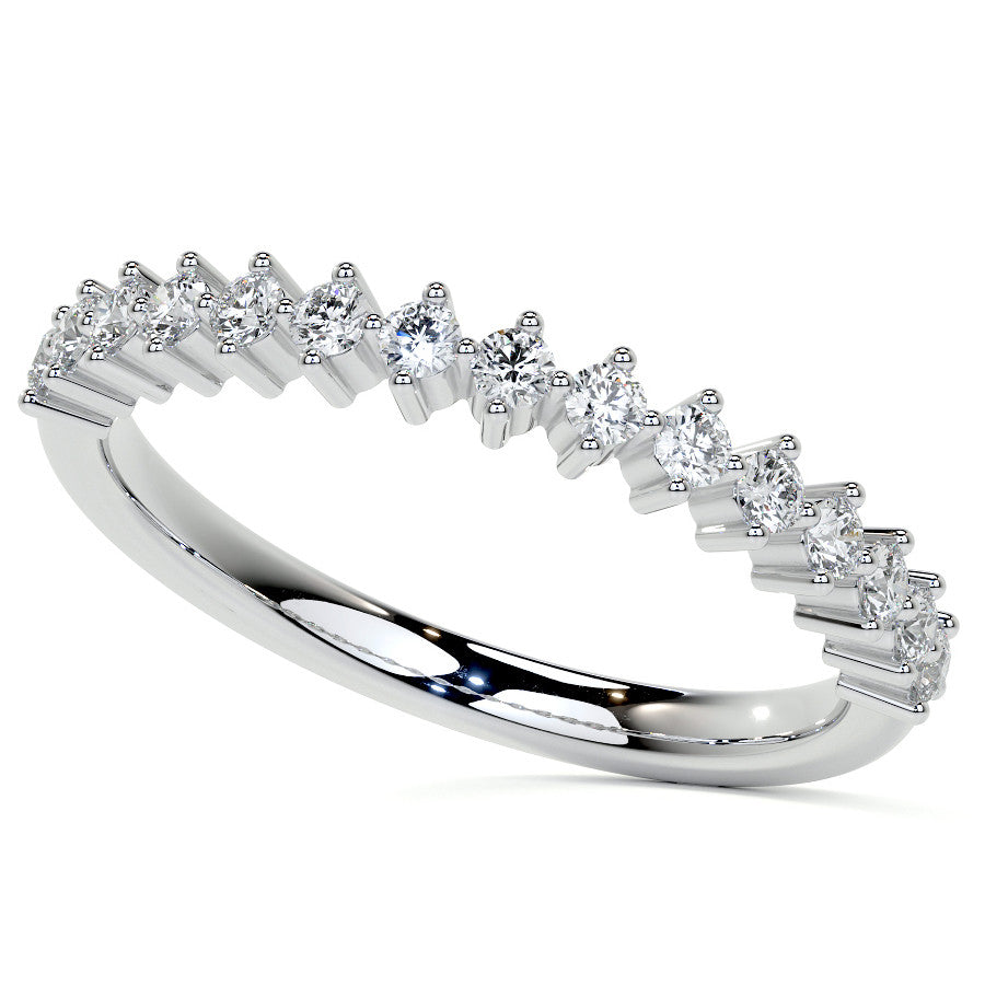 Cluster Style Halo Round Brilliant Moissanite Cathedral Engagement Ring