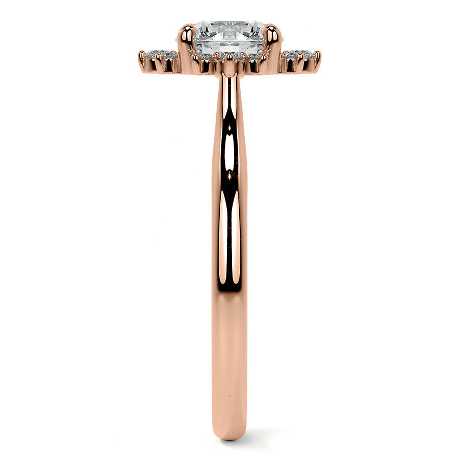 Cluster Style Halo Round Brilliant Moissanite Cathedral Engagement Ring