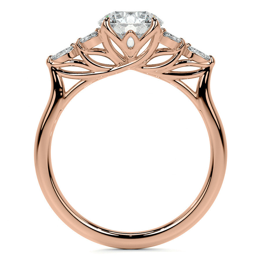 Round and Marquise Nature Inspired Trellis Moissanite Engagement