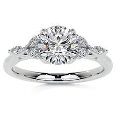 Round and Marquise Nature Inspired Trellis Moissanite Engagement