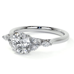 Round and Marquise Nature Inspired Trellis Moissanite Engagement