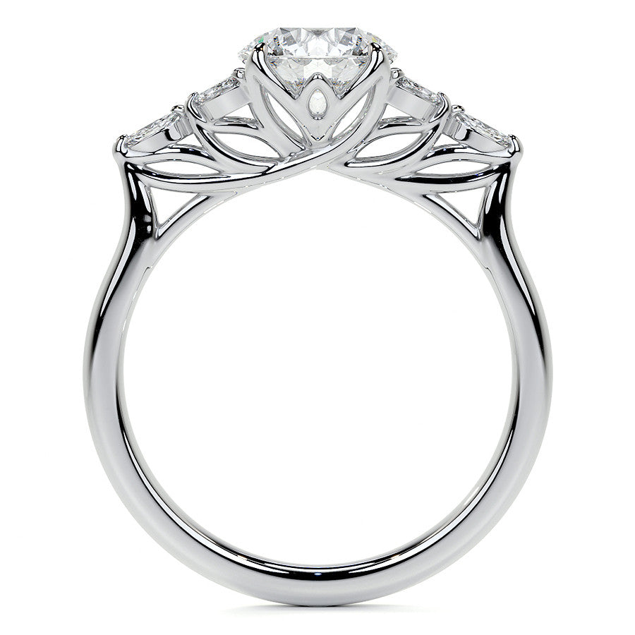 Round and Marquise Nature Inspired Trellis Moissanite Engagement