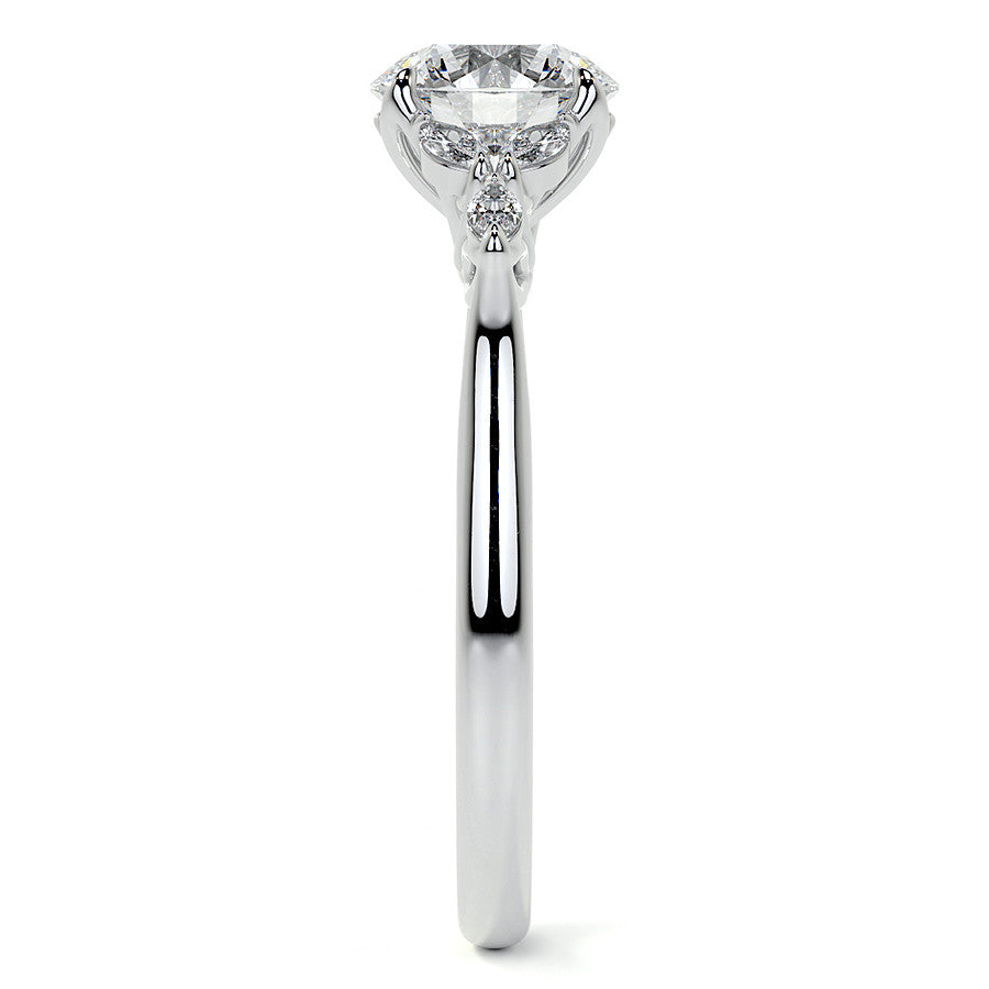 Round and Marquise Nature Inspired Trellis Moissanite Engagement