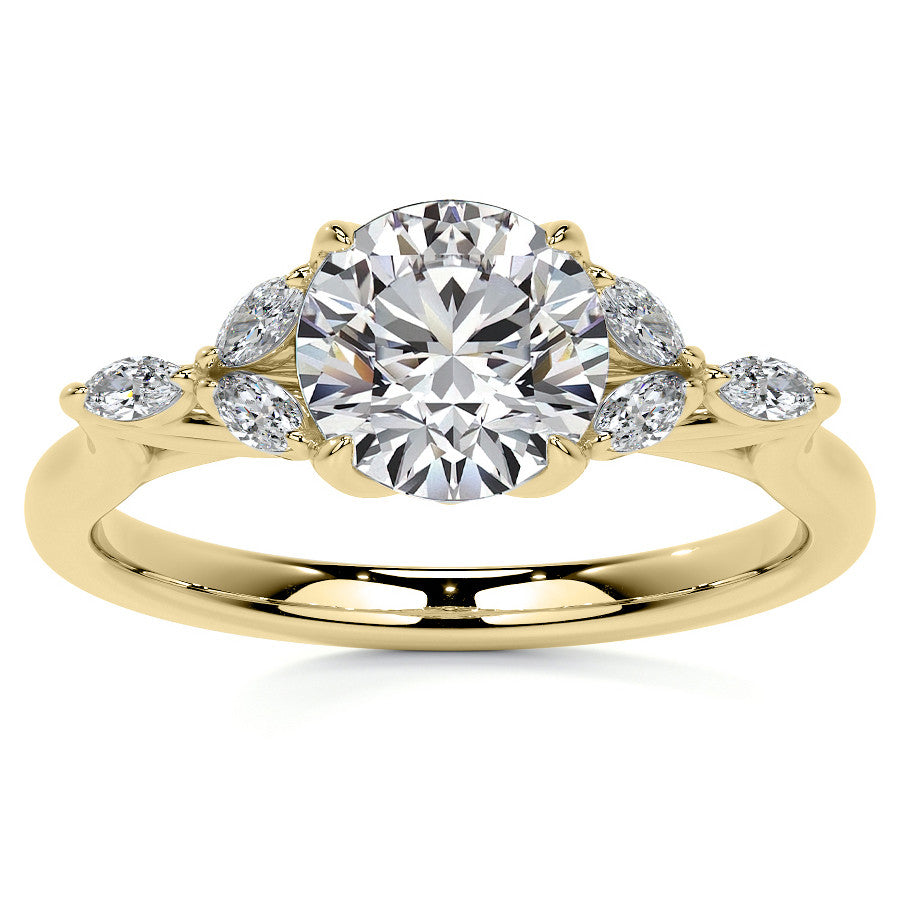Round and Marquise Nature Inspired Trellis Moissanite Engagement