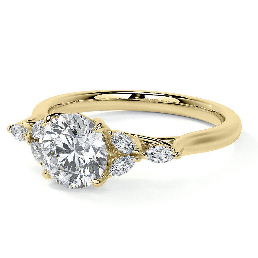 Round and Marquise Nature Inspired Trellis Moissanite Engagement