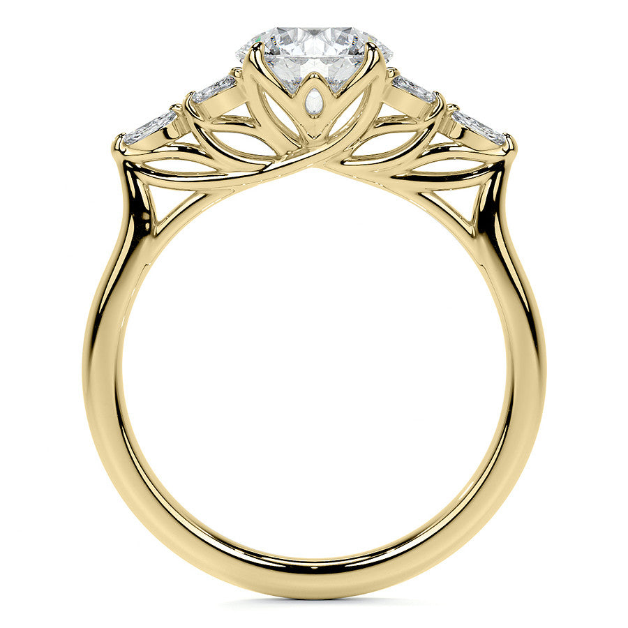 Round and Marquise Nature Inspired Trellis Moissanite Engagement