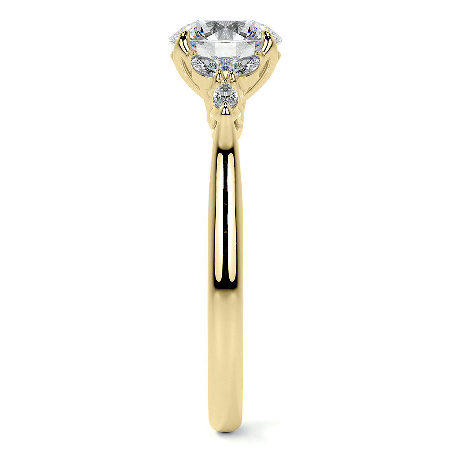 Round and Marquise Nature Inspired Trellis Moissanite Engagement