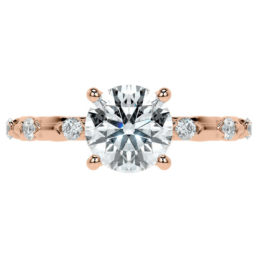 Round Scalloped Moissanite Engagement Ring