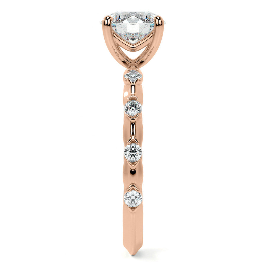 Round Scalloped Moissanite Engagement Ring