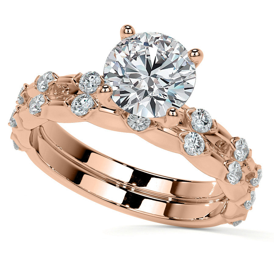 Round Scalloped Moissanite Engagement Ring