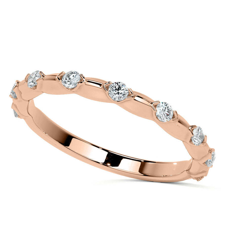 Round Scalloped Moissanite Engagement Ring