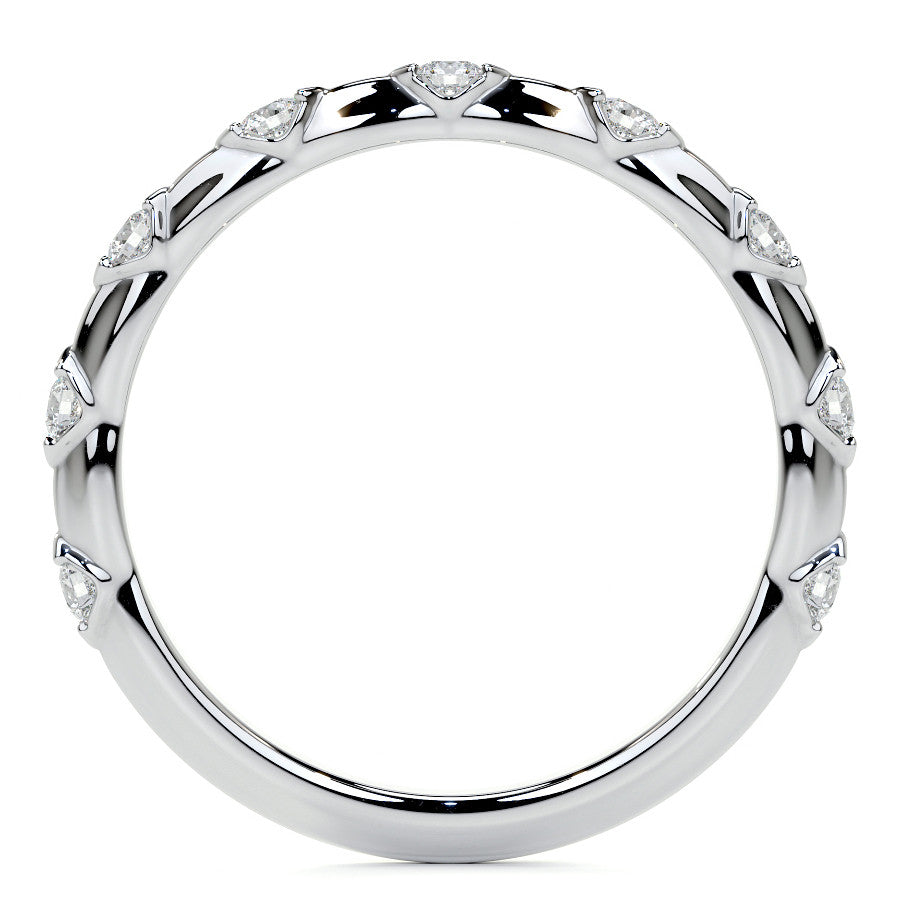 Round Scalloped Moissanite Engagement Ring