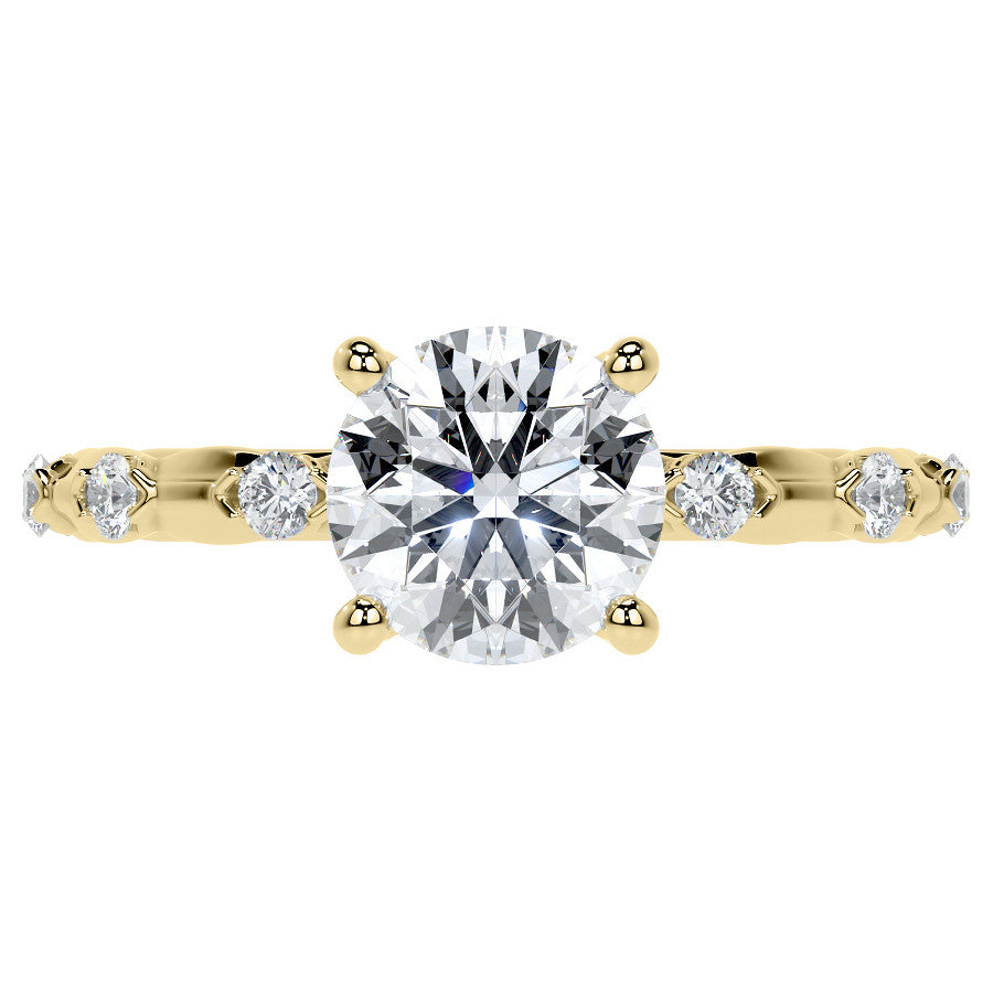Round Scalloped Moissanite Engagement Ring