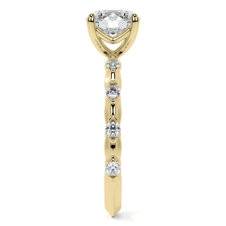 Round Scalloped Moissanite Engagement Ring