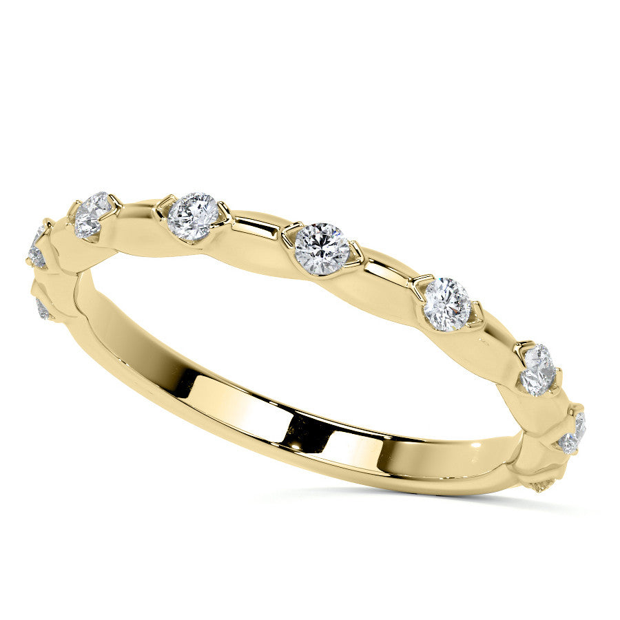 Round Scalloped Moissanite Engagement Ring