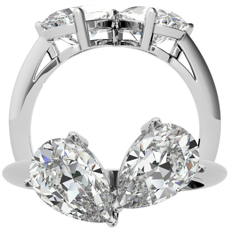 Unique Pear Two-Stone Moissanite Engagement Ring