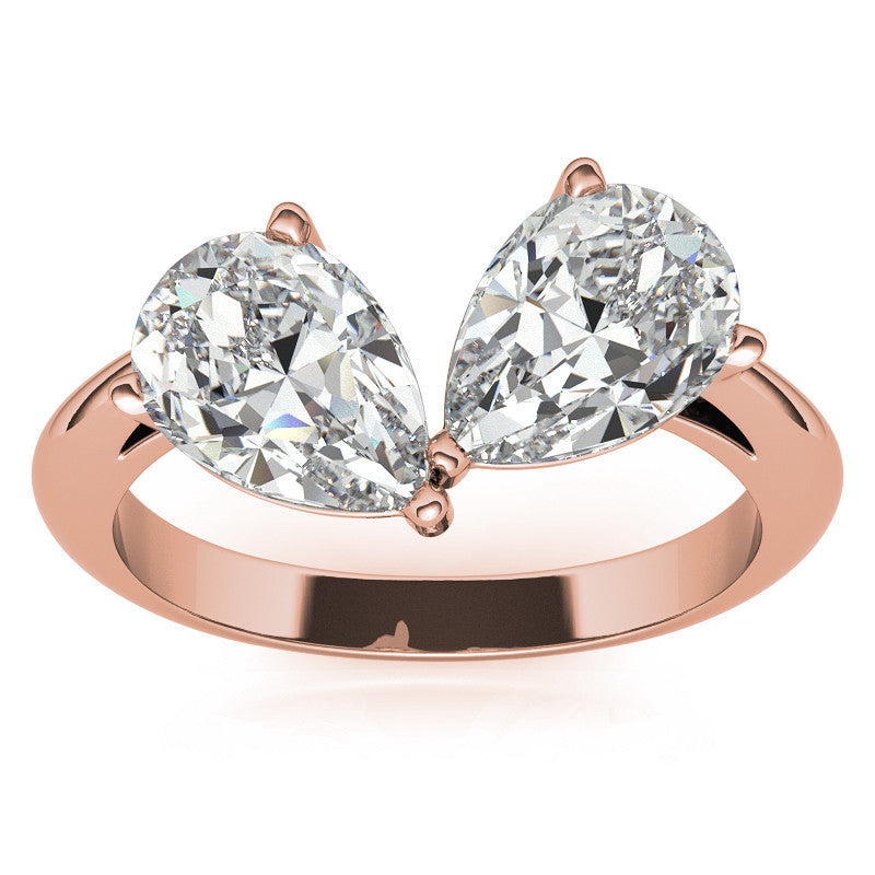 Unique Pear Two-Stone Moissanite Engagement Ring