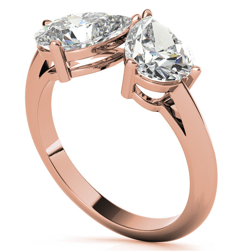 Unique Pear Two-Stone Moissanite Engagement Ring