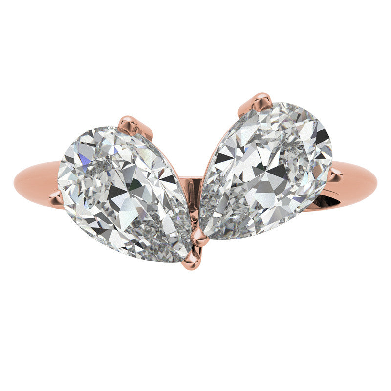 Unique Pear Two-Stone Moissanite Engagement Ring