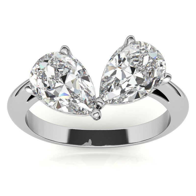 Unique Pear Two-Stone Moissanite Engagement Ring
