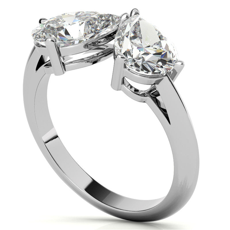 Unique Pear Two-Stone Moissanite Engagement Ring