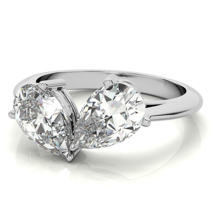 Unique Pear Two-Stone Moissanite Engagement Ring