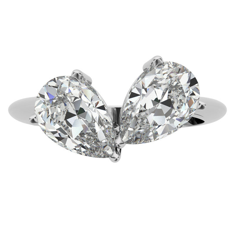 Unique Pear Two-Stone Moissanite Engagement Ring
