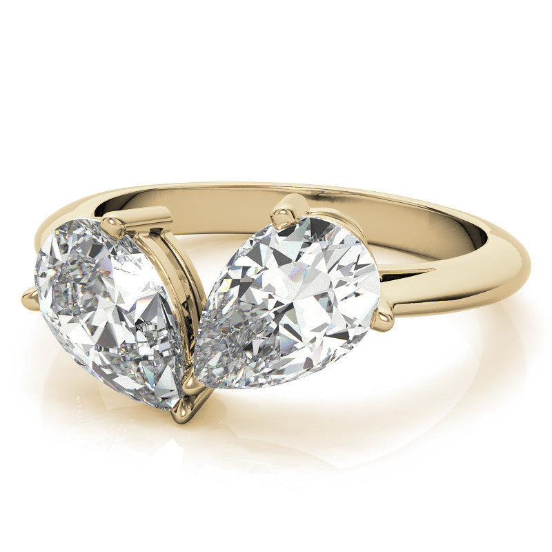 Unique Pear Two-Stone Moissanite Engagement Ring